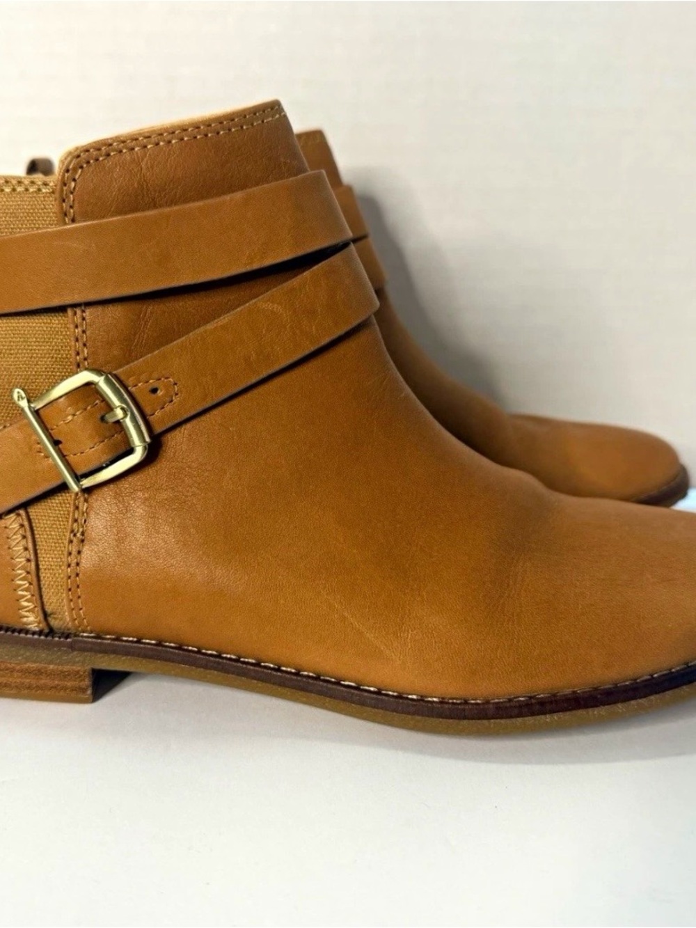 Sperry Tan Leather Wrap-Strap Ankle Booties